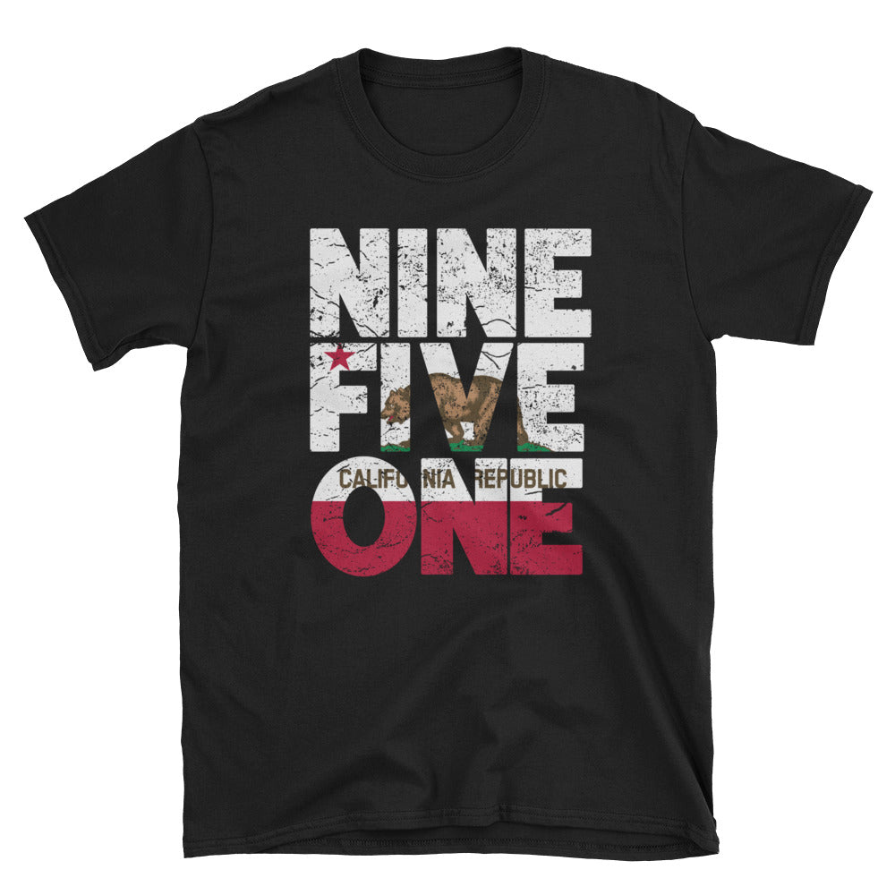 951 Area Code California Republic Flag Short-Sleeve Unisex T-Shirt - Styleuniversal