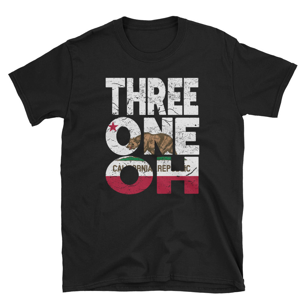 310 Area Code California Republic Flag Short-Sleeve Unisex T-Shirt - Styleuniversal