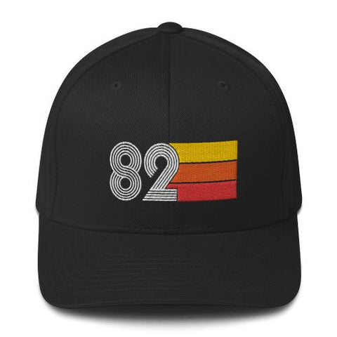 82 1982 fitted baseball cap hat birthday gift for men women retro design