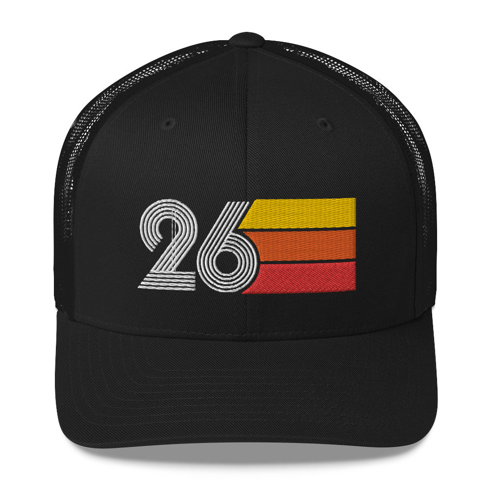 26 Number 26th Birthday Retro Men's Women's Trucker Hat