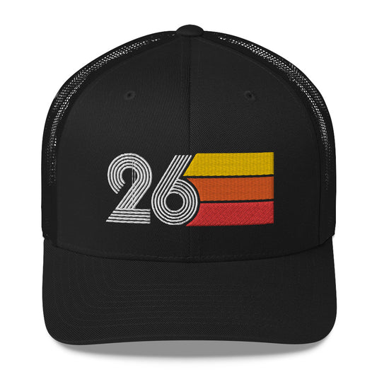 26 Number 26th Birthday Retro Men's Women's Trucker Hat
