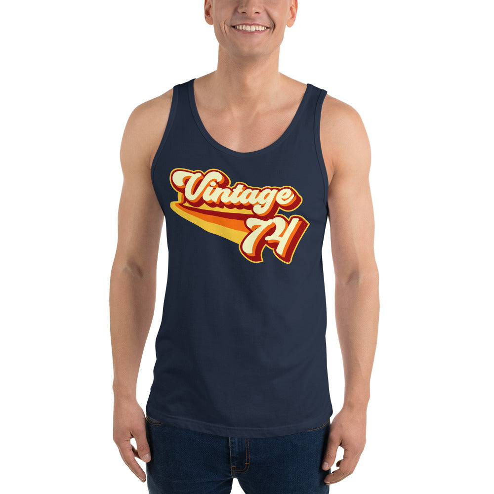 Vintage 1974 Warm Retro Lines Unisex  Tank Top