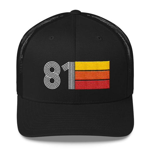 81 Number 1981 Birthday Retro Trucker Hat