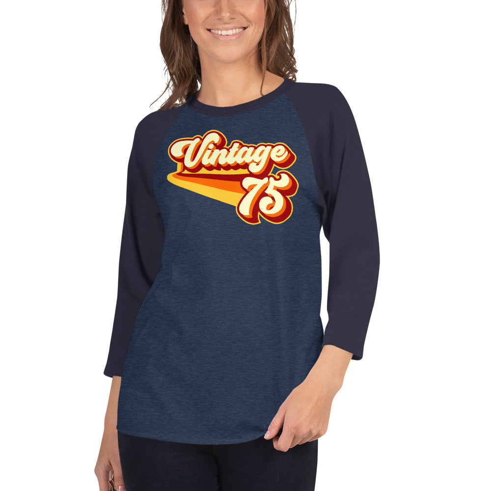 Vintage 1975 Warm Retro Lines Unisex 3/4 sleeve raglan shirt