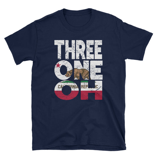 310 Area Code California Republic Flag Short-Sleeve Unisex T-Shirt - Styleuniversal