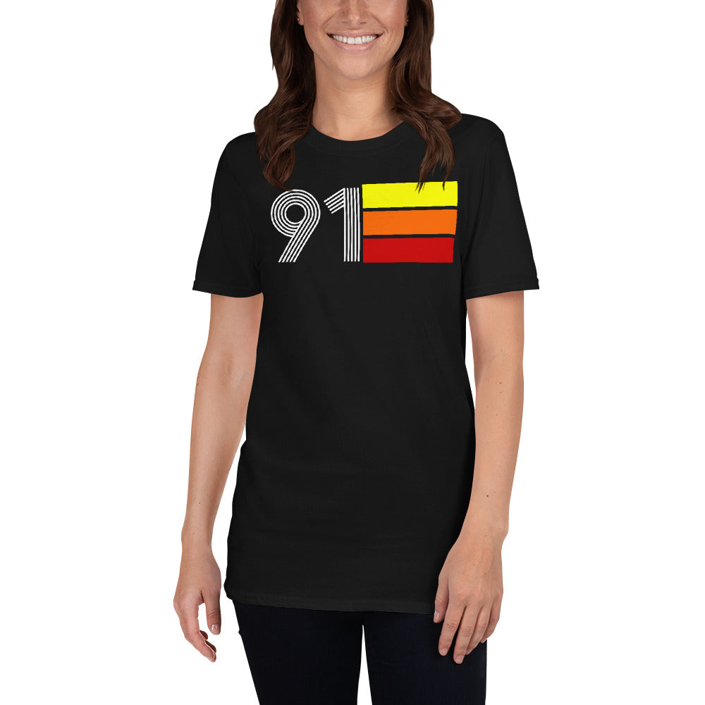 91 - RETRO TRI-LINE MEN'S WOMEN'S SHORT-SLEEVE UNISEX T-SHIRT