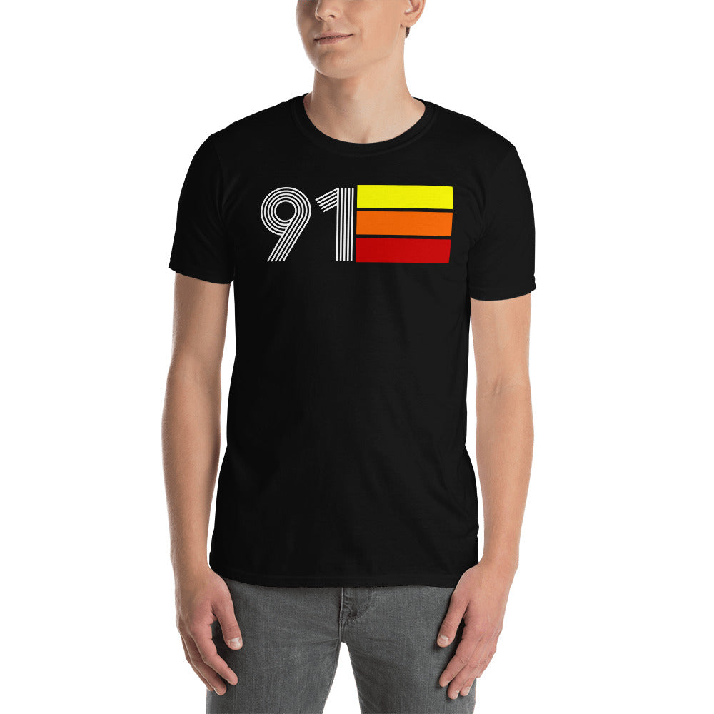 91 - RETRO TRI-LINE MEN'S WOMEN'S SHORT-SLEEVE UNISEX T-SHIRT