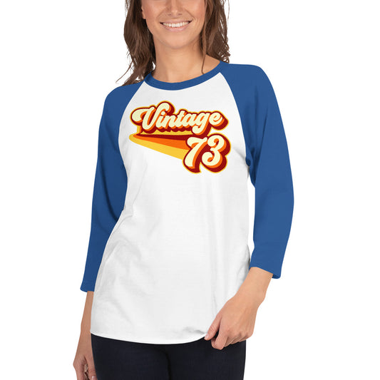 Vintage 1973 Warm Retro Lines Unisex 3/4 sleeve raglan shirt