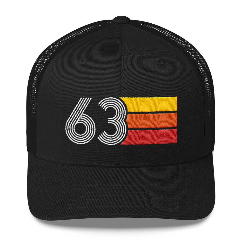 63 Number 1963 Birthday Retro Trucker Hat