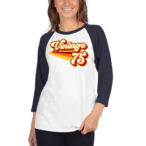 Vintage 1975 Warm Retro Lines Unisex 3/4 sleeve raglan shirt