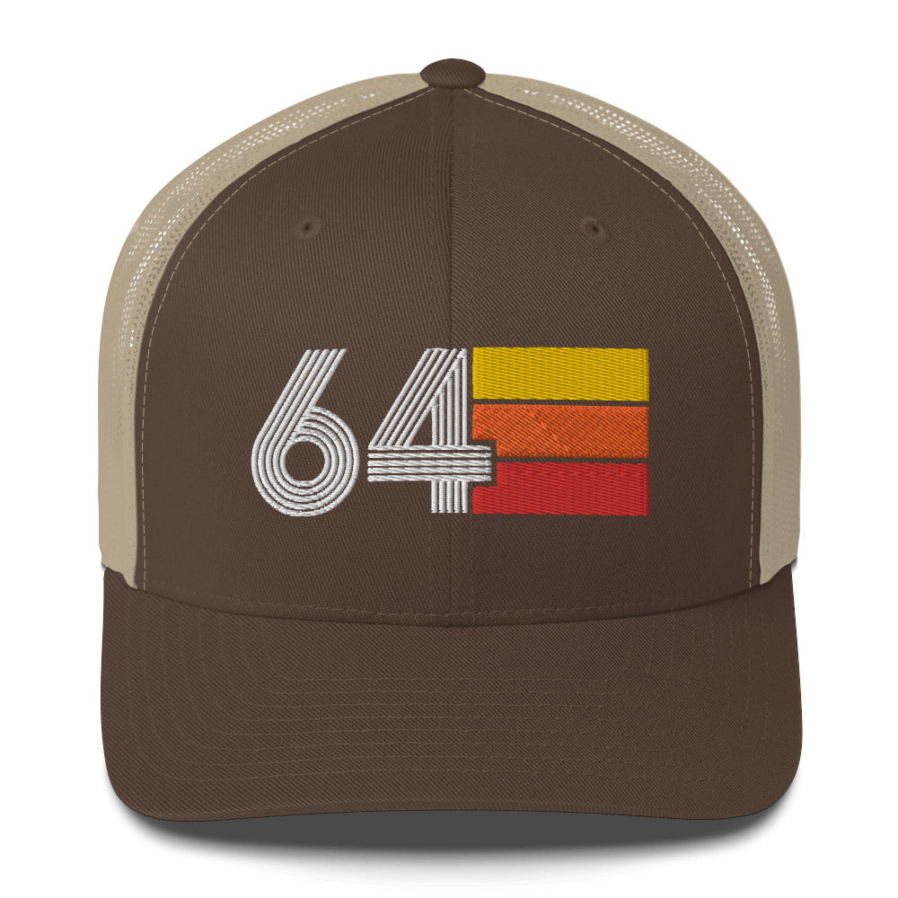 64 Number 1964 Birthday Retro Trucker Hat