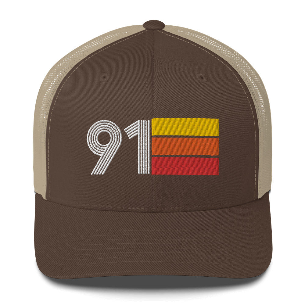 91 Number 1991 Birthday Retro Trucker Hat