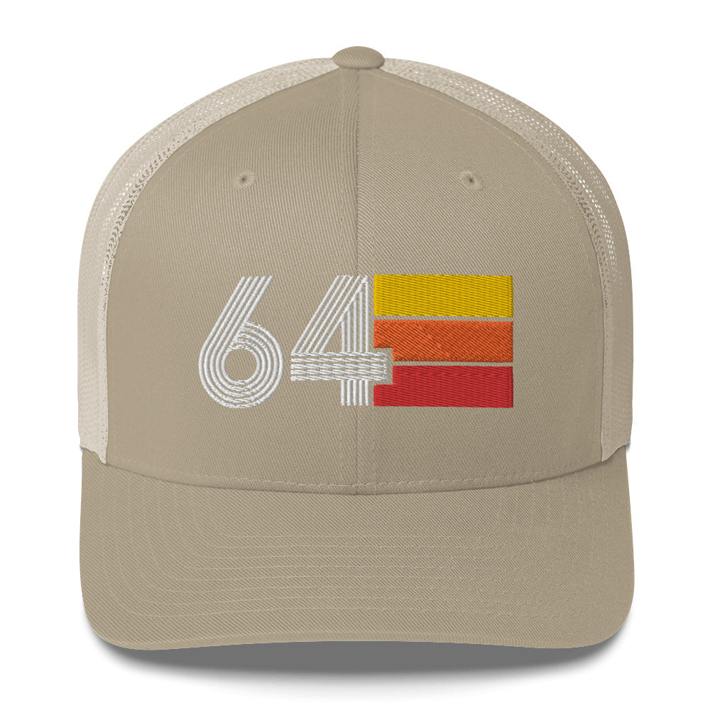 64 Number 1964 Birthday Retro Trucker Hat