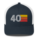 40 - Number 40th Birthday RETRO Hat BIRTHDAY GIFT MENS WOMENS Trucker Cap