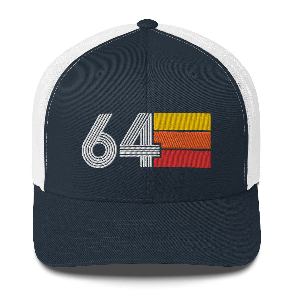 64 Number 1964 Birthday Retro Trucker Hat