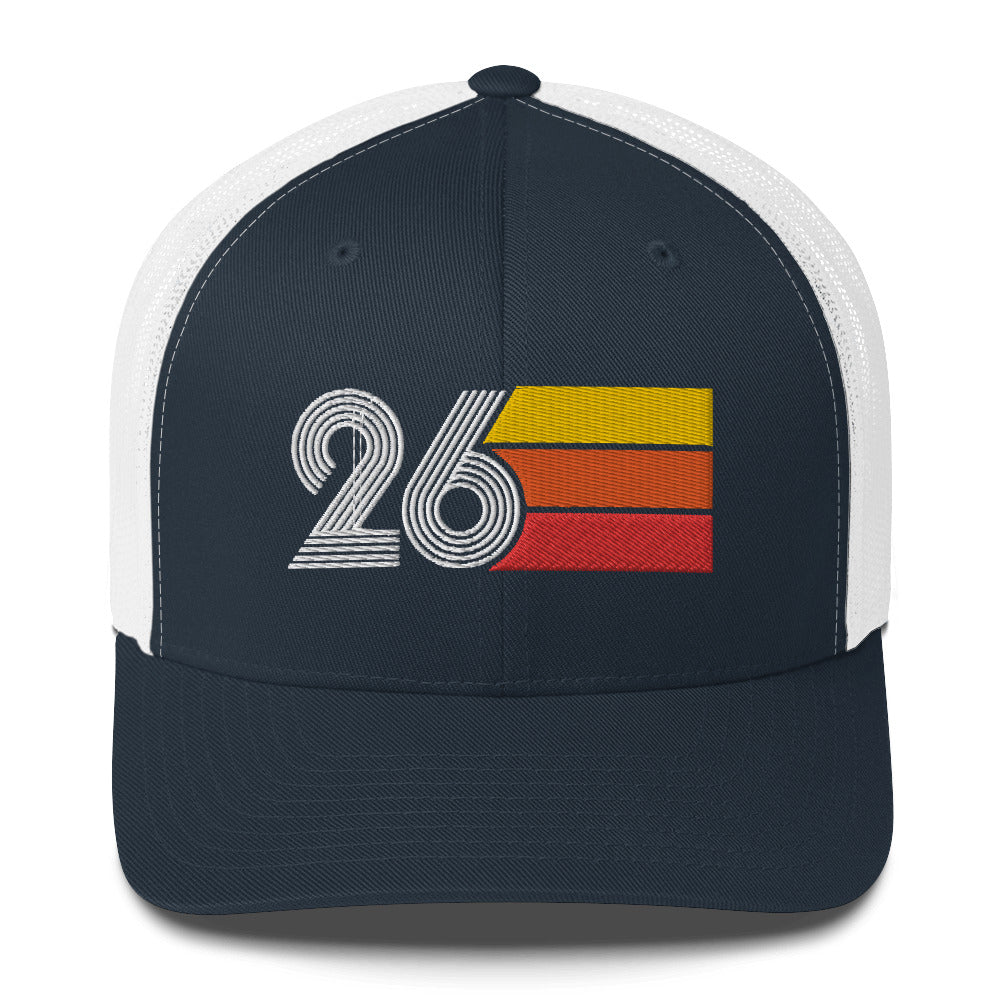26 Number 26th Birthday Retro Men's Women's Trucker Hat