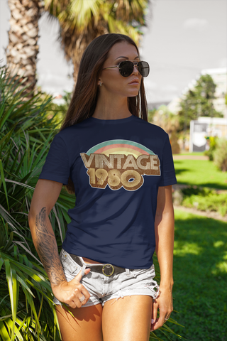 Vintage 1980 Distressed Short-Sleeve Unisex T-Shirt