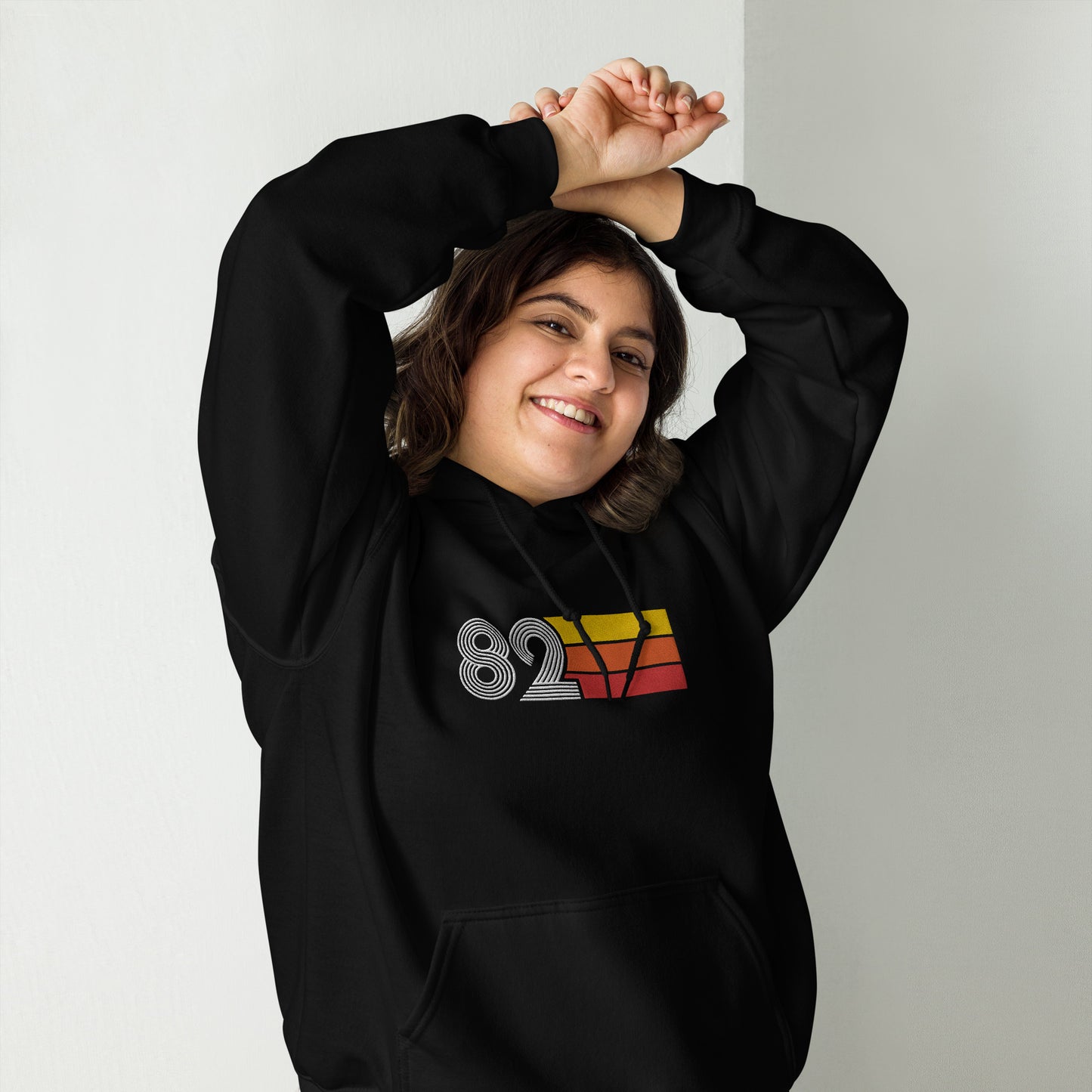 82 - Retro Tri-Line Large Embroidery Unisex Hoodie