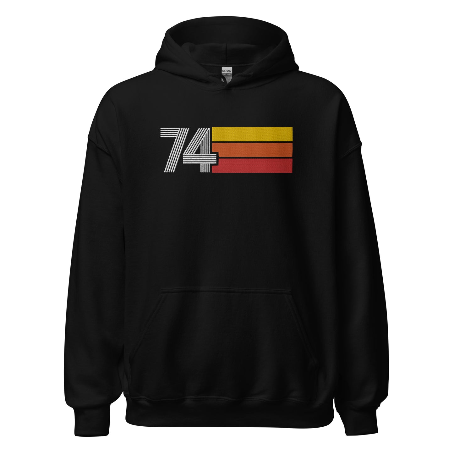 74 - Retro Tri-Line Large Embroidery Unisex Hoodie