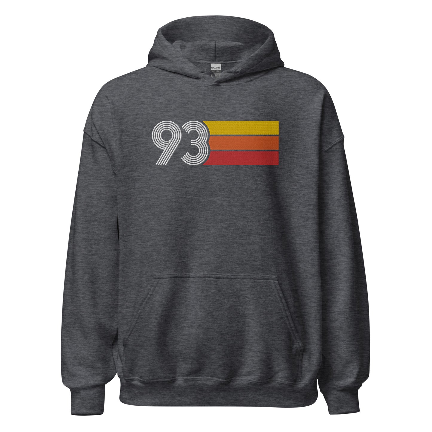 93 - Retro Tri-Line Large Embroidery Unisex Hoodie