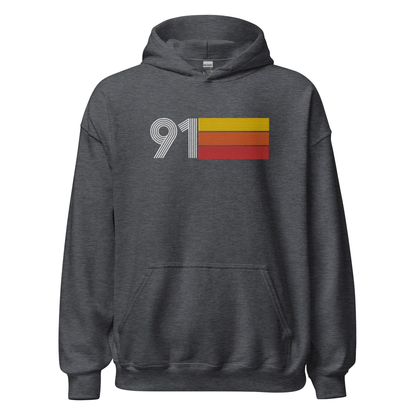 91 - Retro Tri-Line Large Embroidery Unisex Hoodie