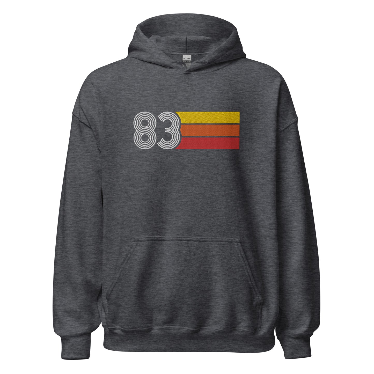 83 - Retro Tri-Line Large Embroidery Unisex Hoodie