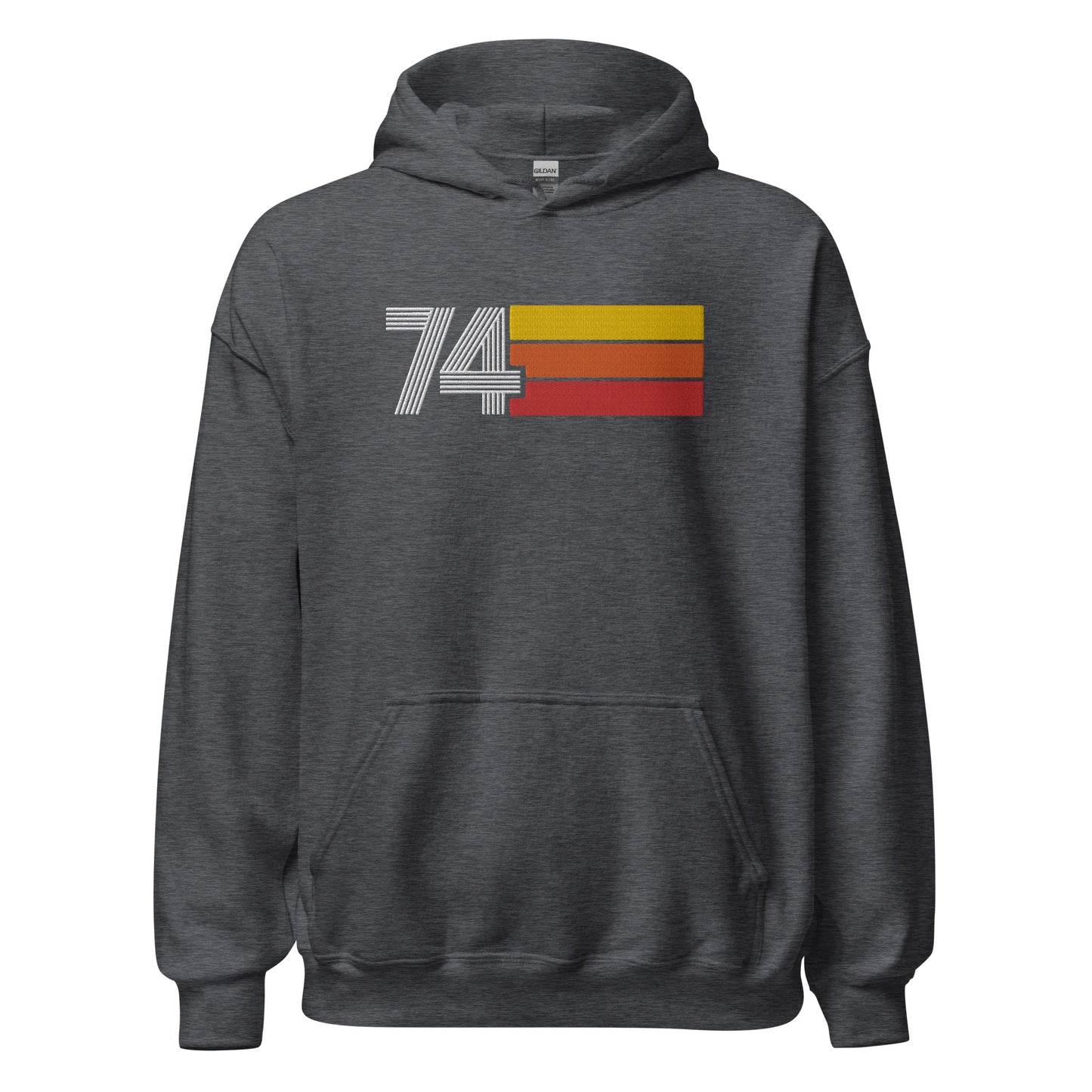 74 - Retro Tri-Line Large Embroidery Unisex Hoodie