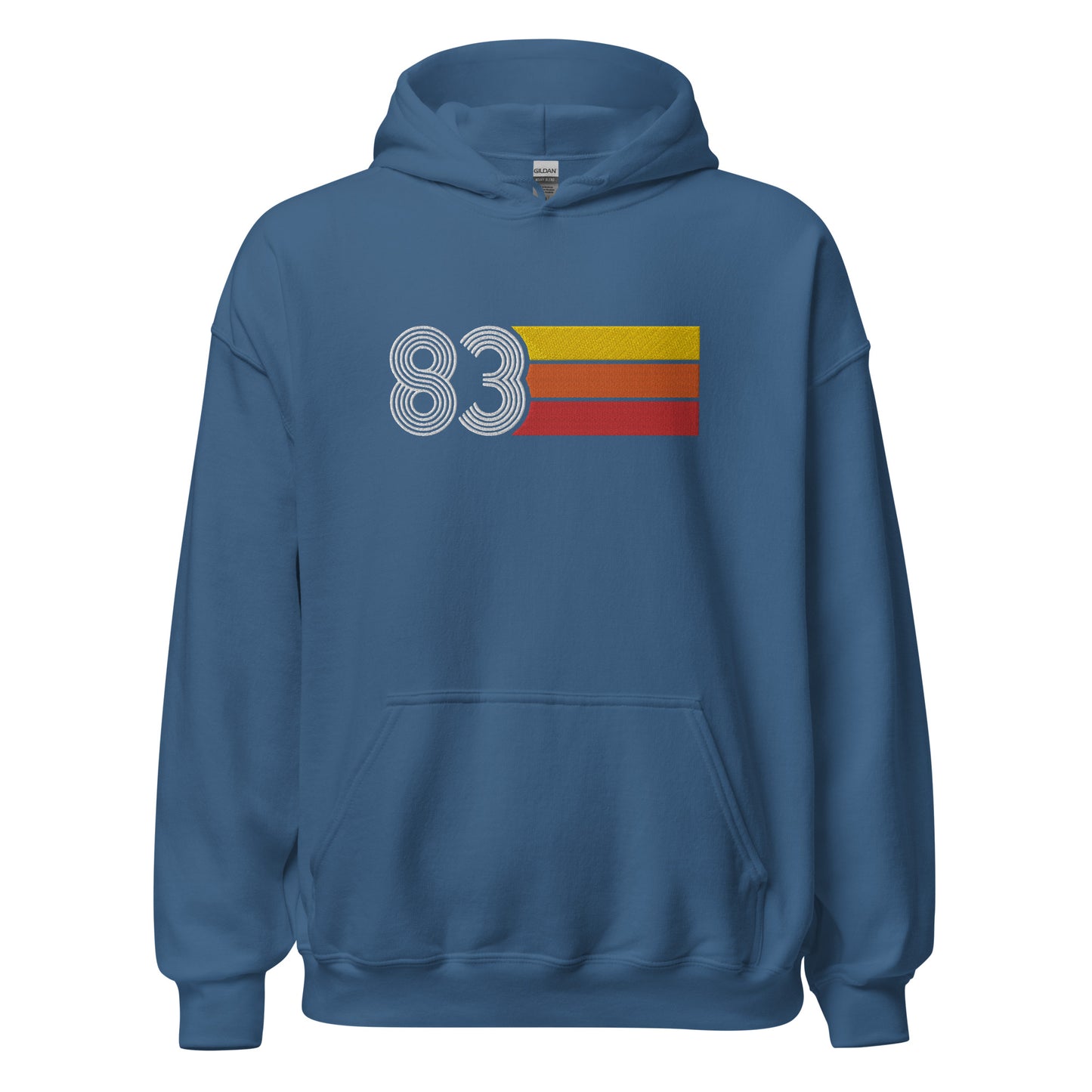 83 - Retro Tri-Line Large Embroidery Unisex Hoodie