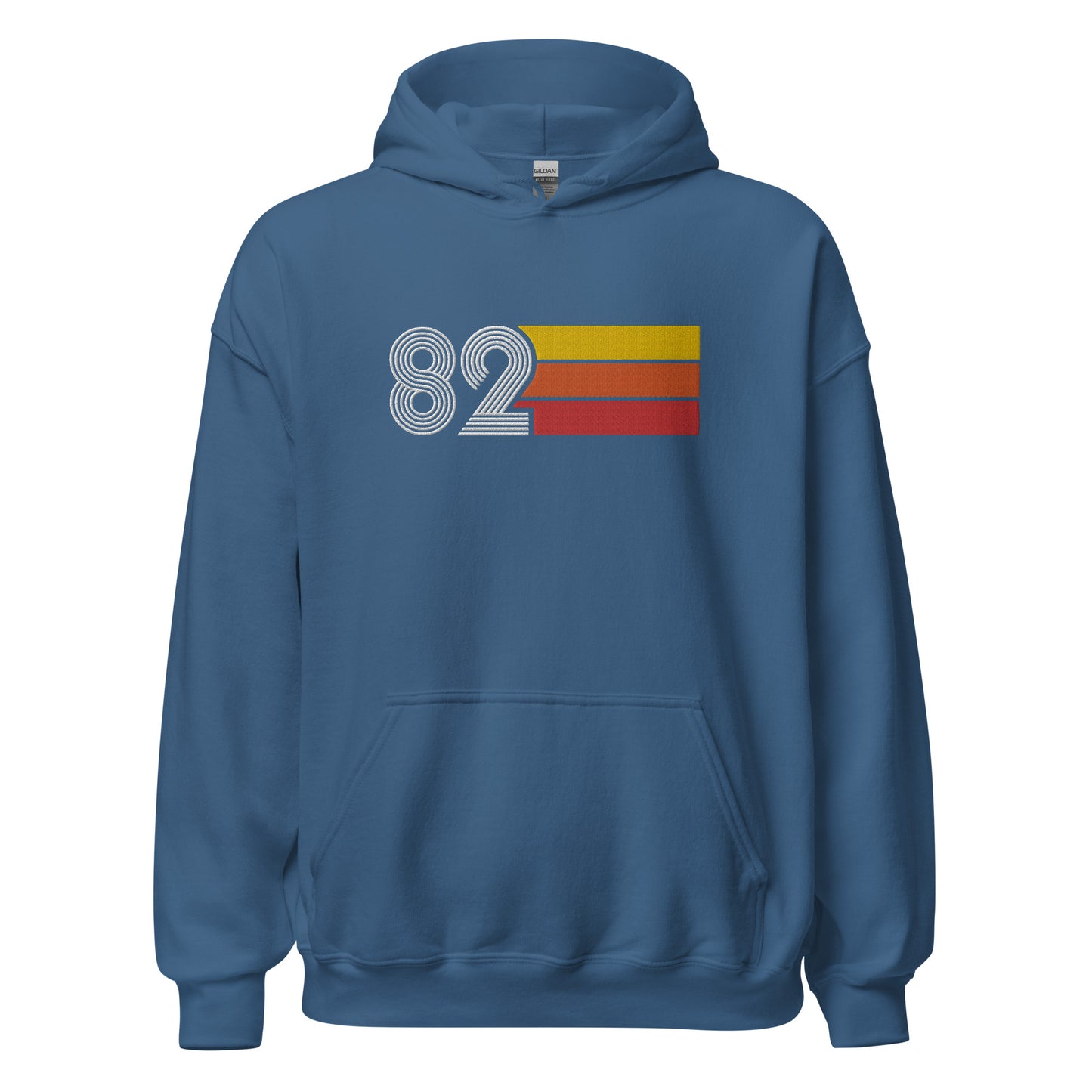 82 - Retro Tri-Line Large Embroidery Unisex Hoodie