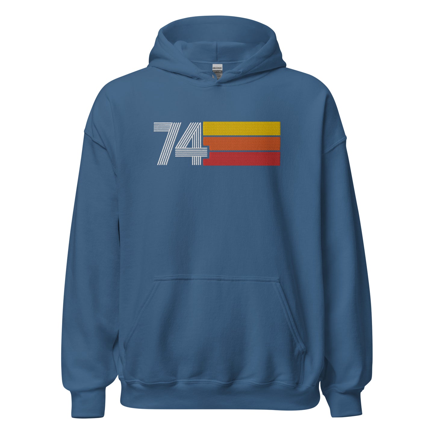 74 - Retro Tri-Line Large Embroidery Unisex Hoodie