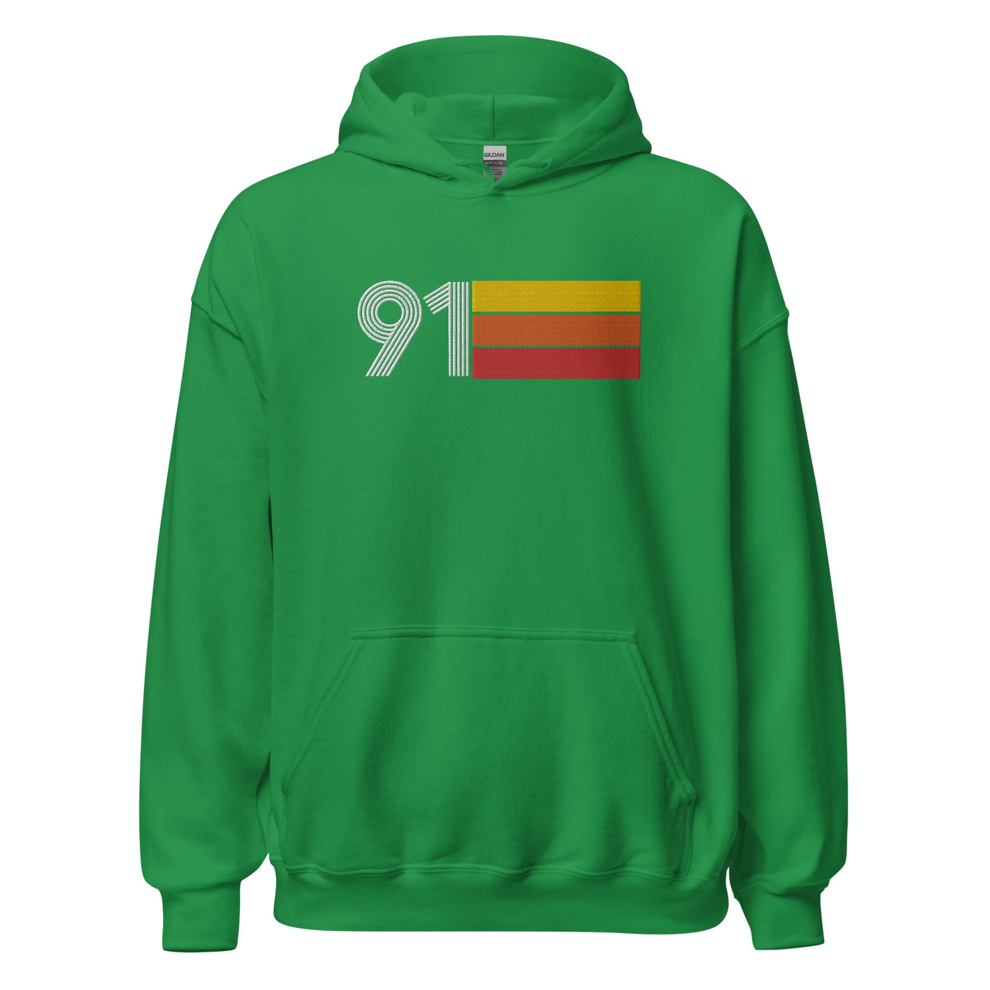 91 - Retro Tri-Line Large Embroidery Unisex Hoodie