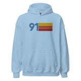 91 - Retro Tri-Line Large Embroidery Unisex Hoodie