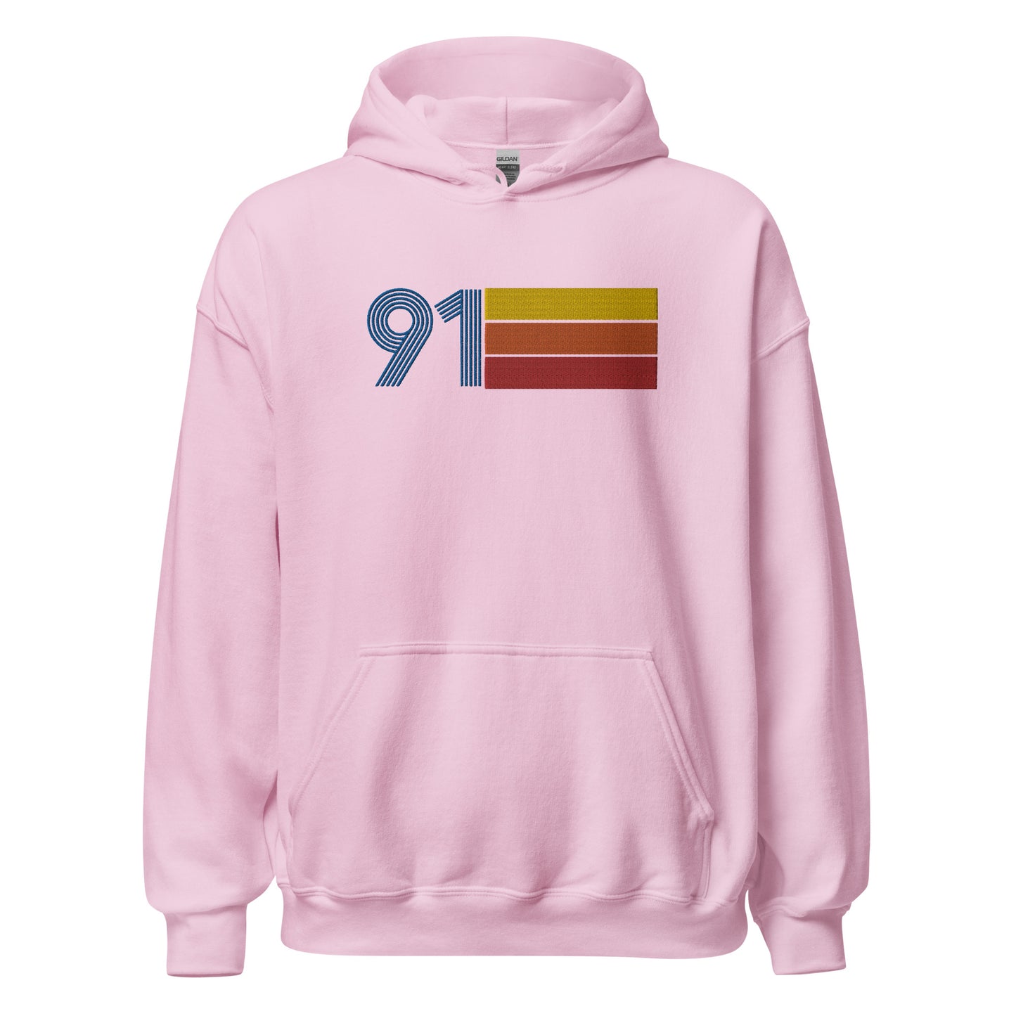 91 - Retro Tri-Line Large Embroidery Unisex Hoodie