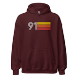 91 - Retro Tri-Line Large Embroidery Unisex Hoodie