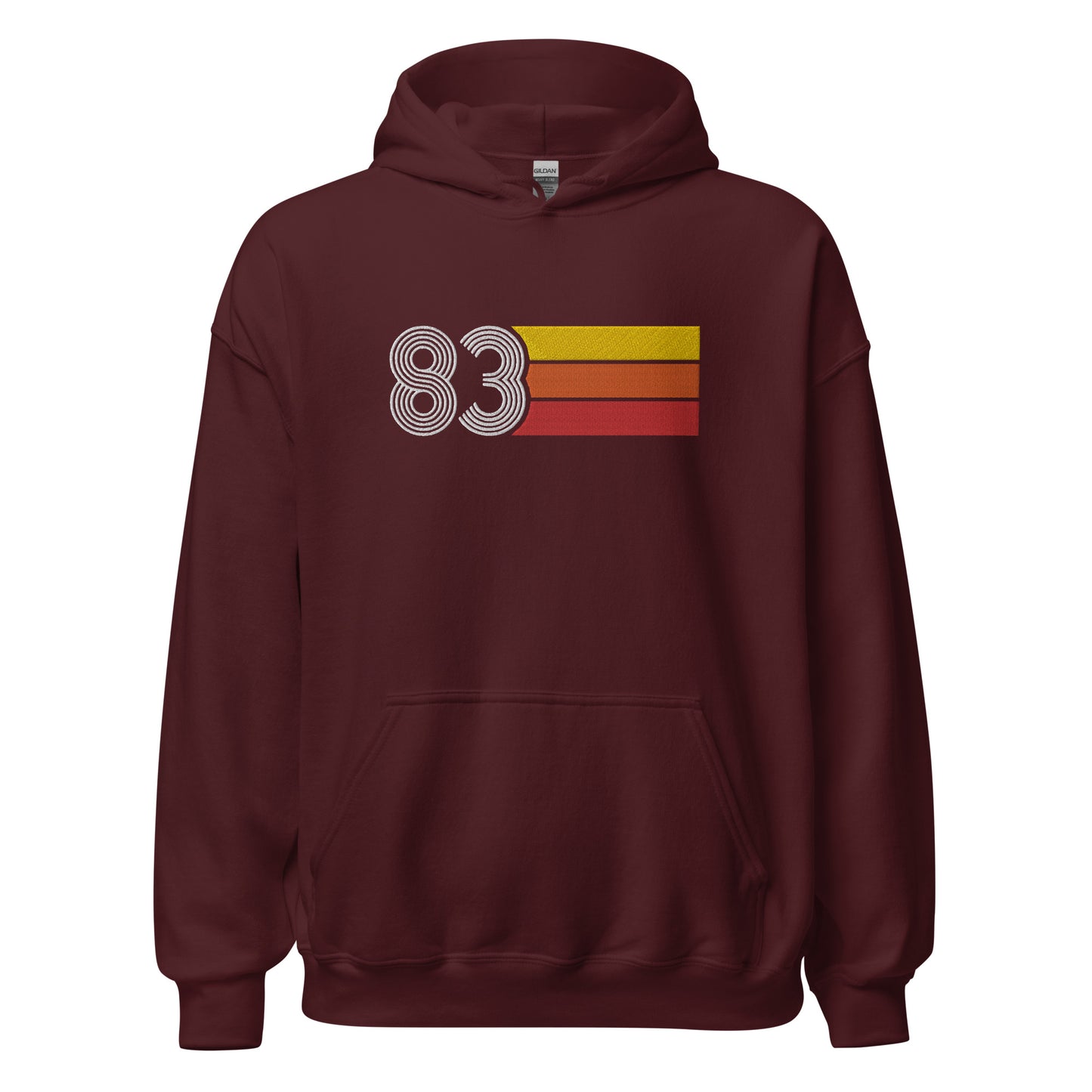 83 - Retro Tri-Line Large Embroidery Unisex Hoodie