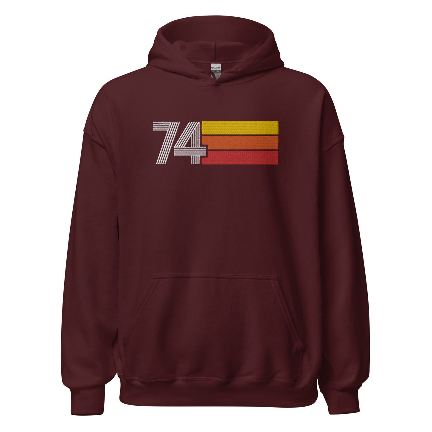 74 - Retro Tri-Line Large Embroidery Unisex Hoodie