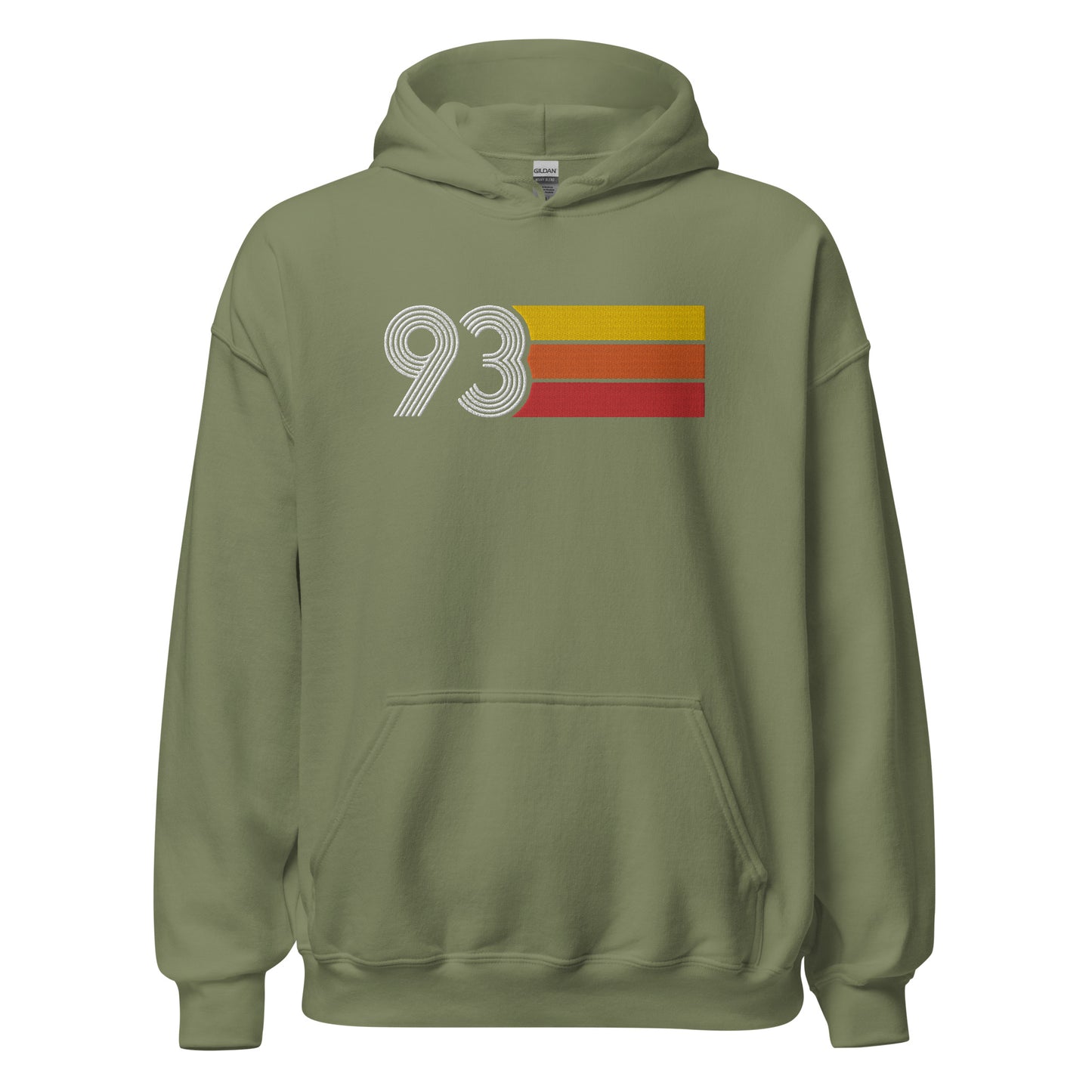 93 - Retro Tri-Line Large Embroidery Unisex Hoodie