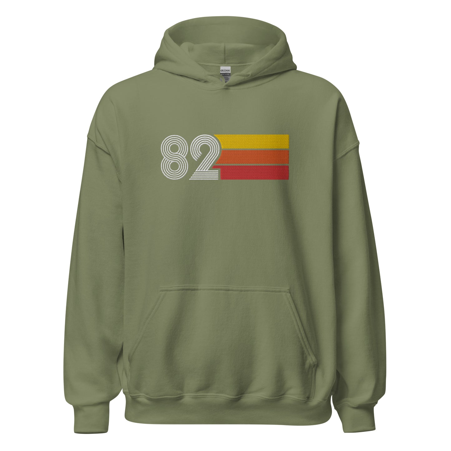 82 - Retro Tri-Line Large Embroidery Unisex Hoodie