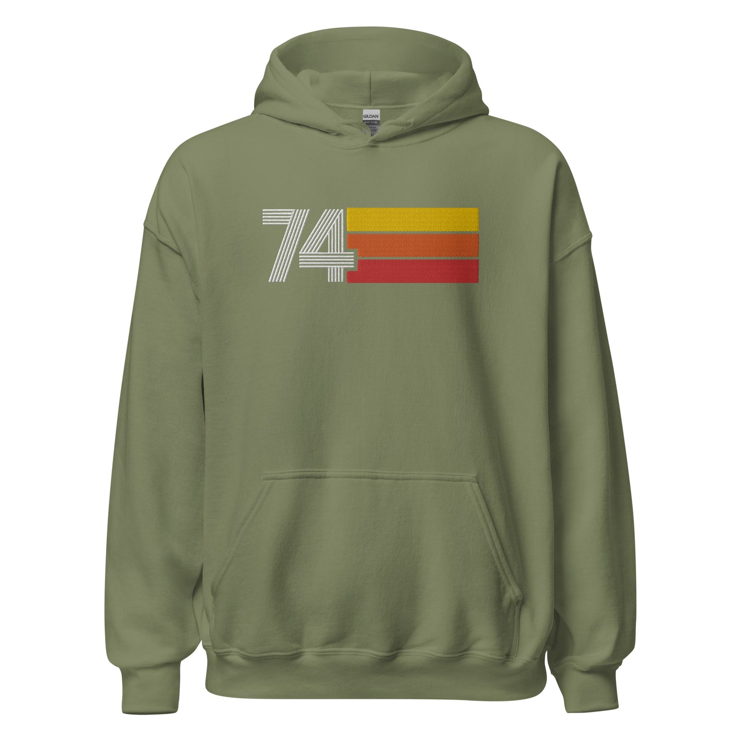 74 - Retro Tri-Line Large Embroidery Unisex Hoodie
