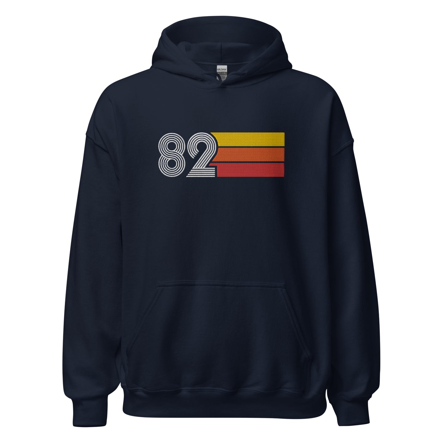 82 - Retro Tri-Line Large Embroidery Unisex Hoodie