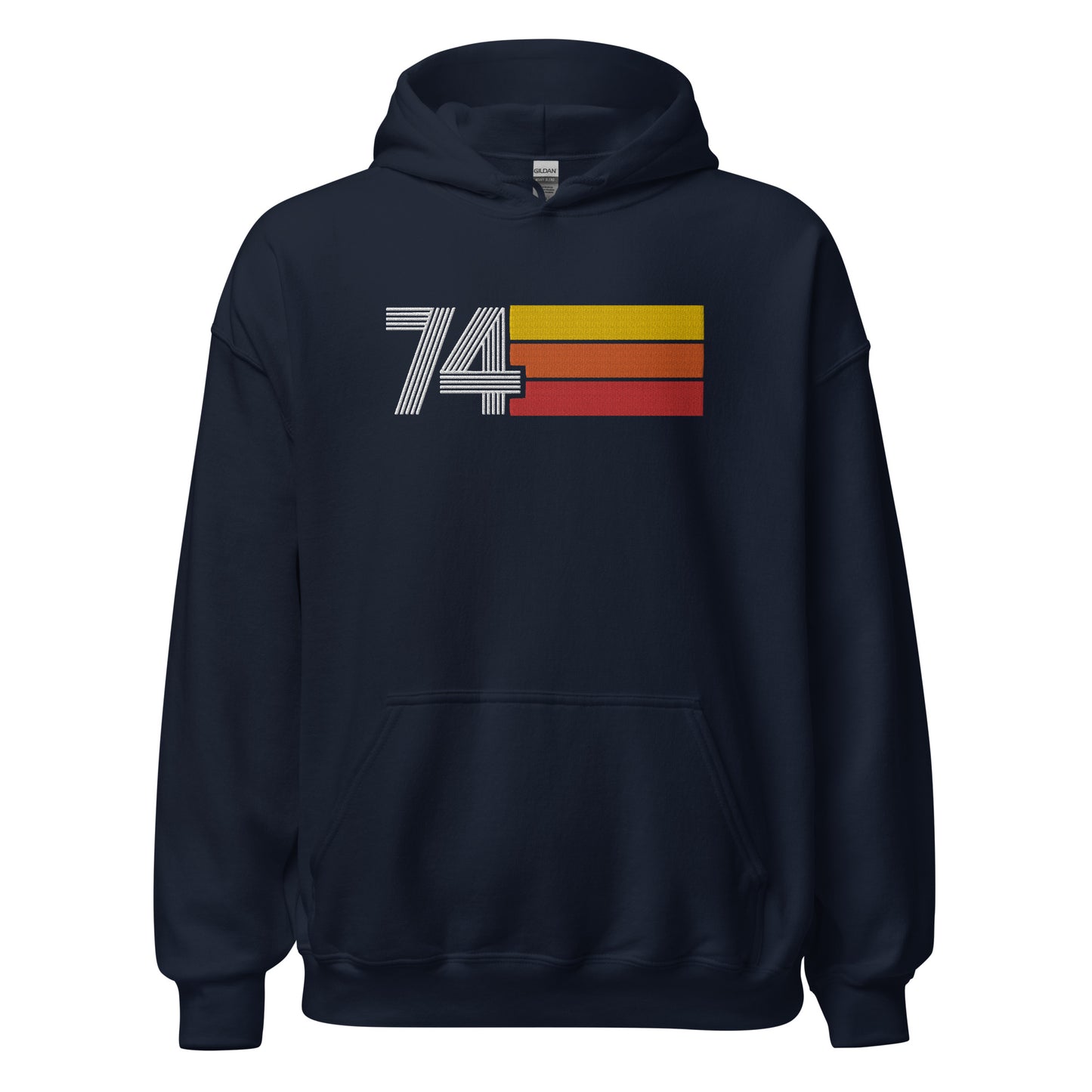 74 - Retro Tri-Line Large Embroidery Unisex Hoodie