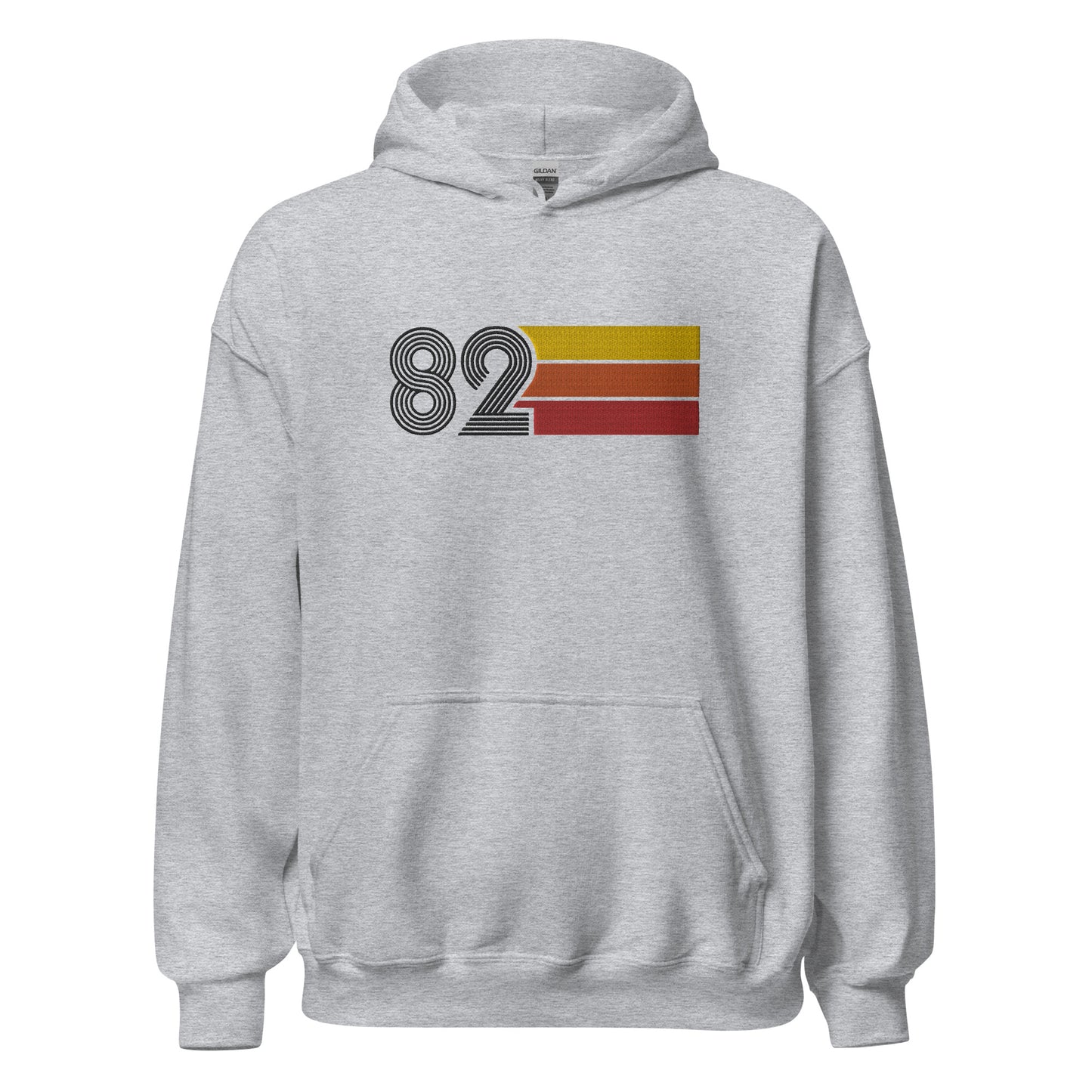 82 - Retro Tri-Line Large Embroidery Unisex Hoodie