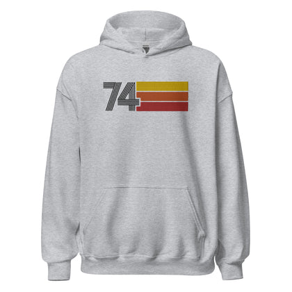 74 - Retro Tri-Line Large Embroidery Unisex Hoodie