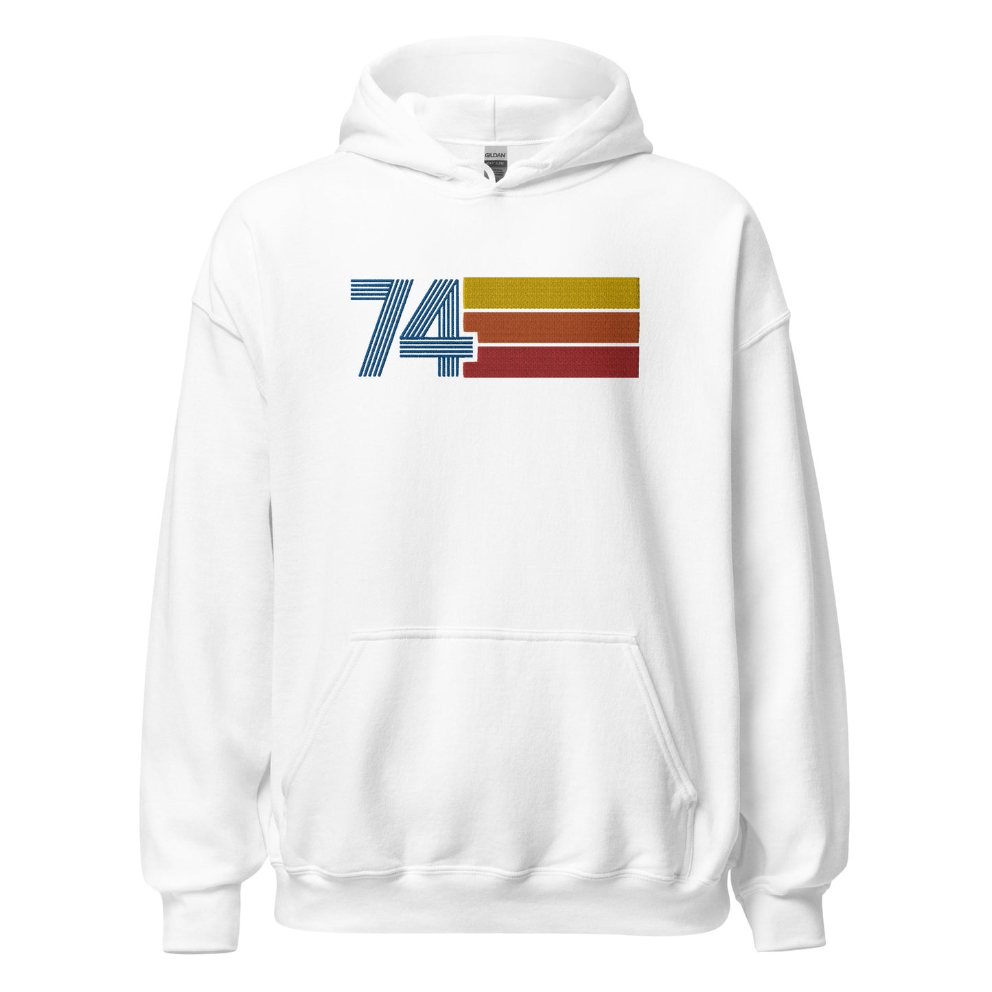 74 - Retro Tri-Line Large Embroidery Unisex Hoodie