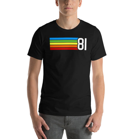 81 - 1981 Eighties Tech Rainbow Short-Sleeve Unisex T-Shirt