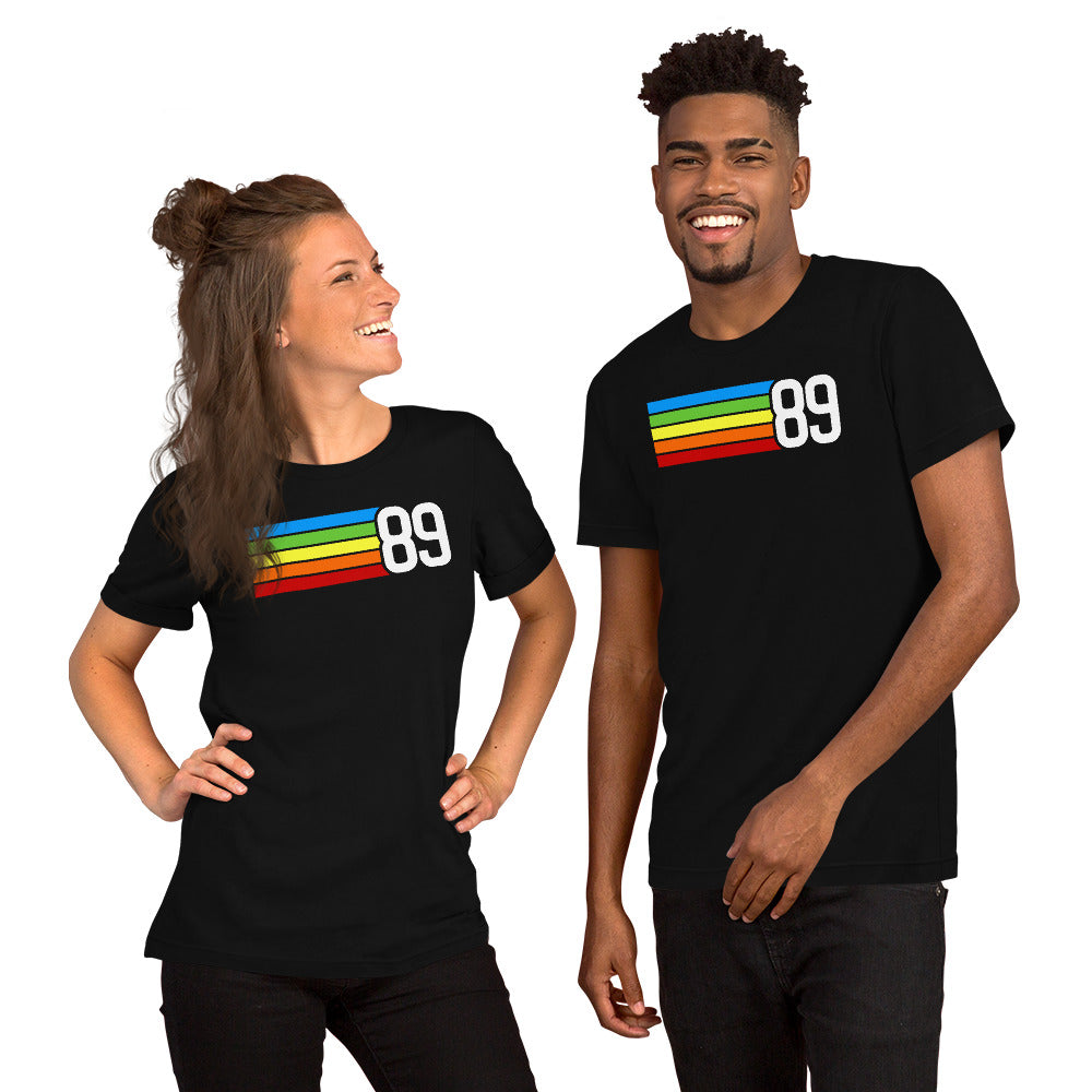 89 - 1989 Eighties Tech Rainbow Short-Sleeve Unisex T-Shirt