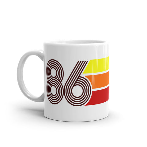 86 - 1986 - Retro Tri-Line 11oz White Glossy Mug